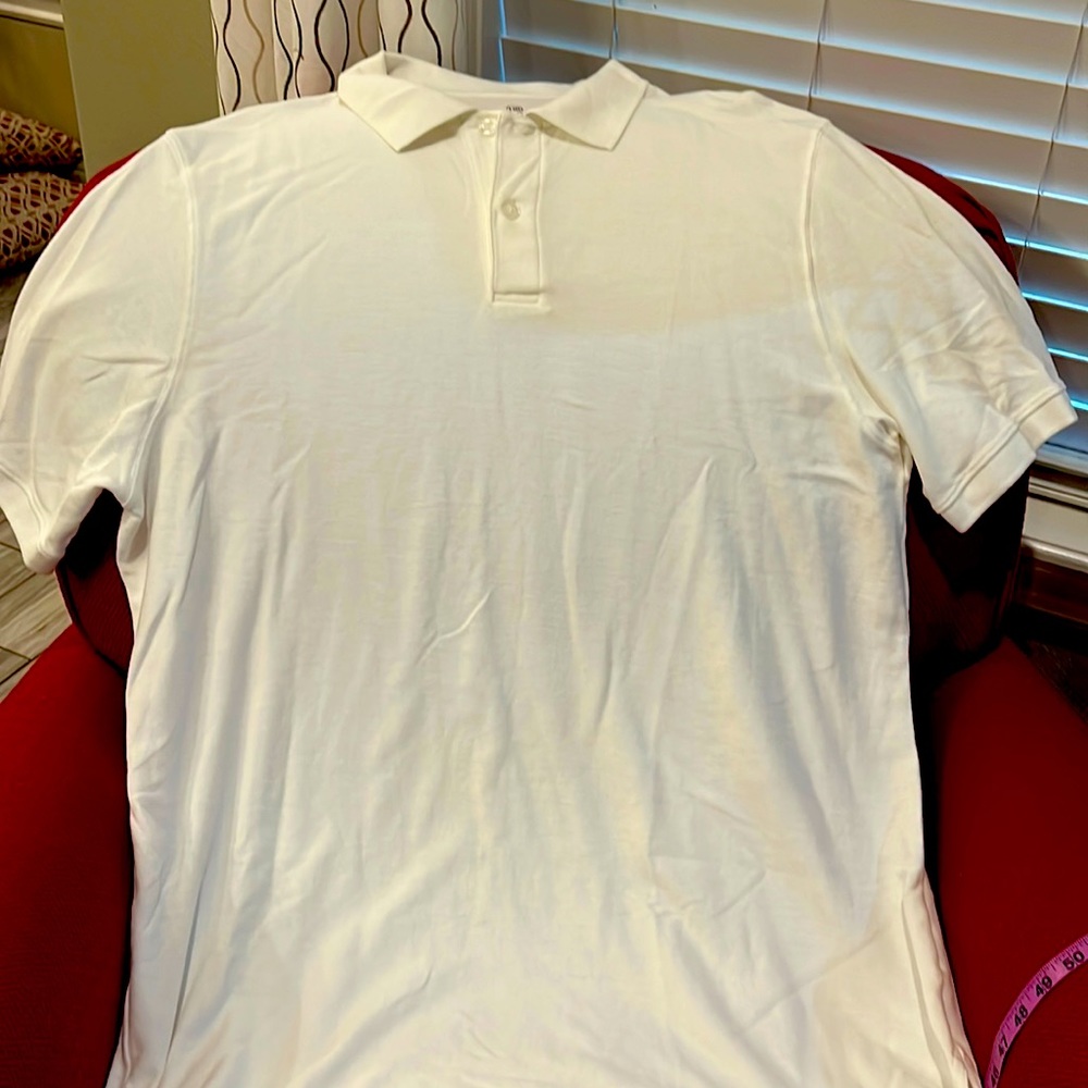 HB 2XLT, cream polo style shirt.
